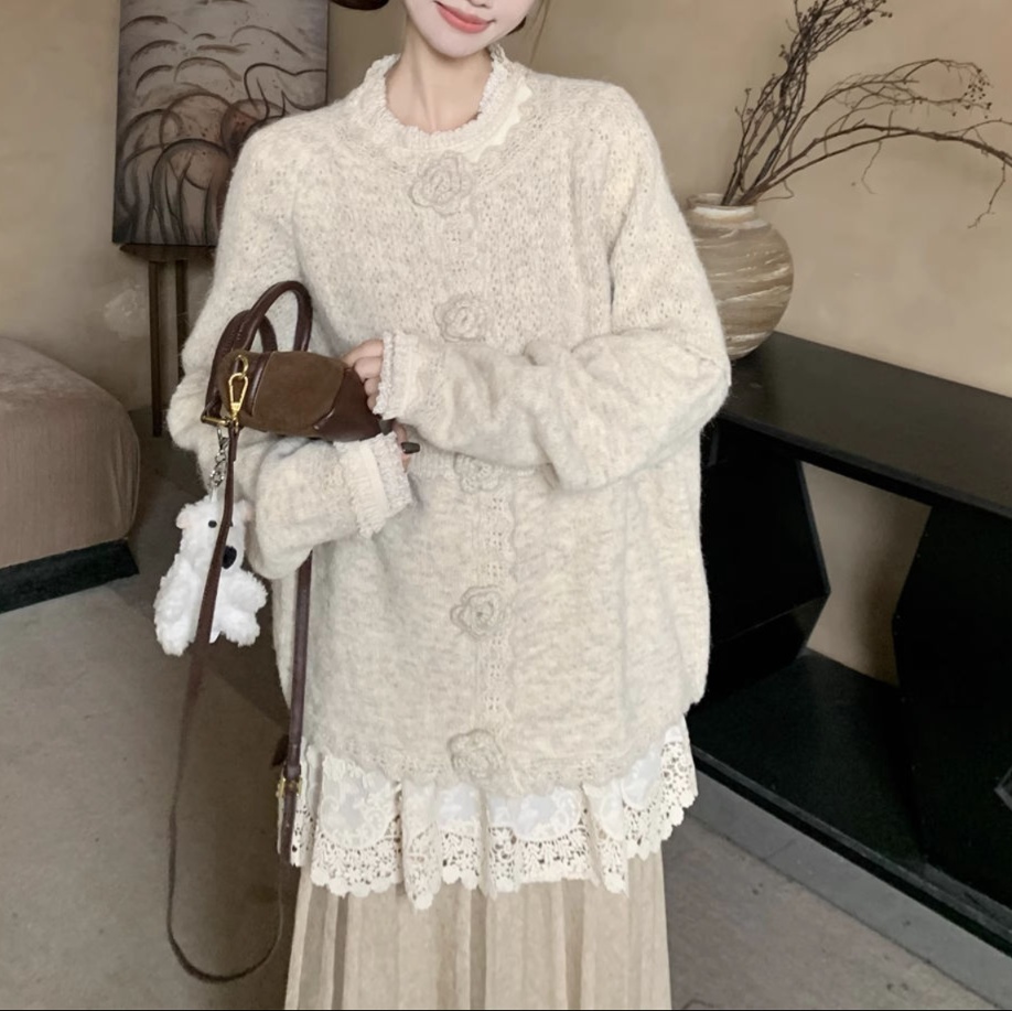 花柄ファッション ふんわり優雅なニットカーディガン