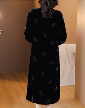 花柄ファッション 上品花柄ベロアワンピース