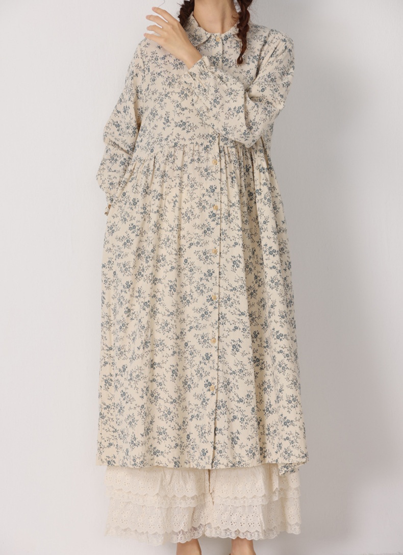 花柄ファッション 小花柄ロマンティック前開きワンピース