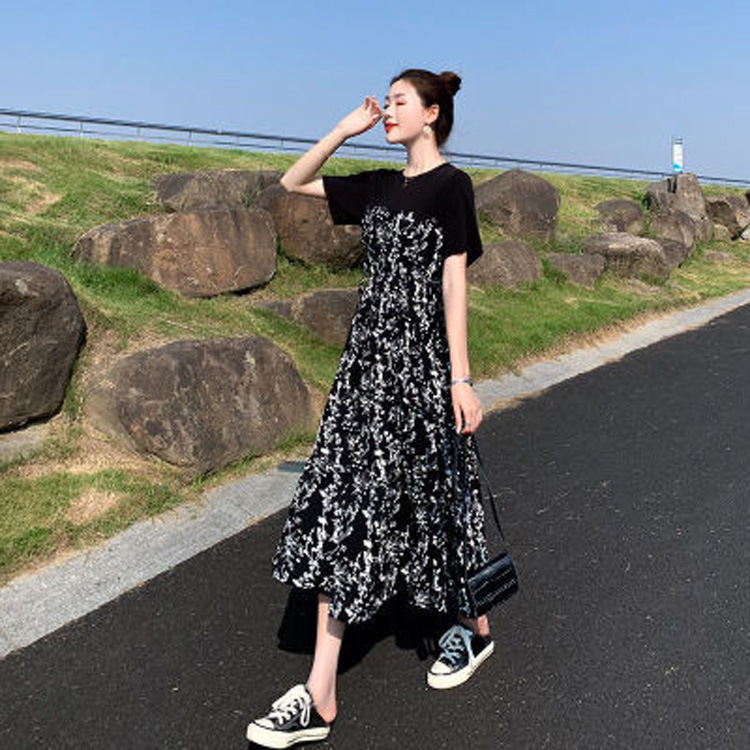 花柄ファッション 上品花柄ロングワンピース