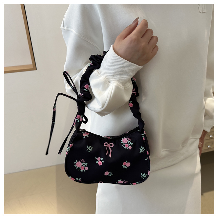 花柄ファッション 薔薇とリボン柄 ミニショルダーバッグ