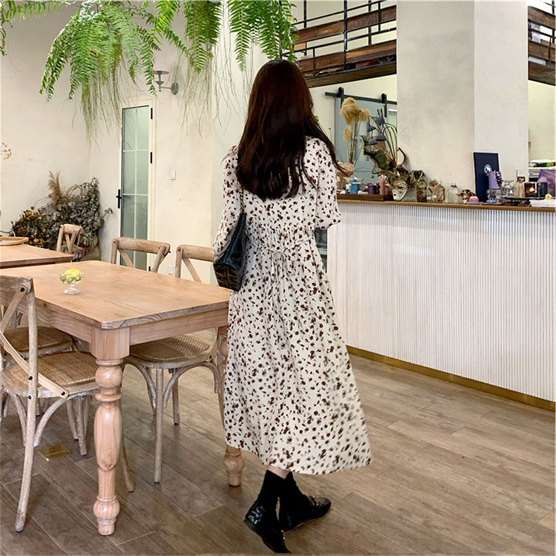 花柄ファッション 花柄シフォンロングワンピース