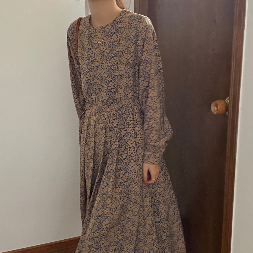 花柄ファッション 花模様シフォン優美ワンピース