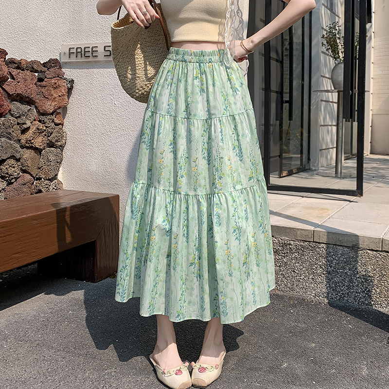 花柄ファッション ティアードデザイン 花柄ロングスカート