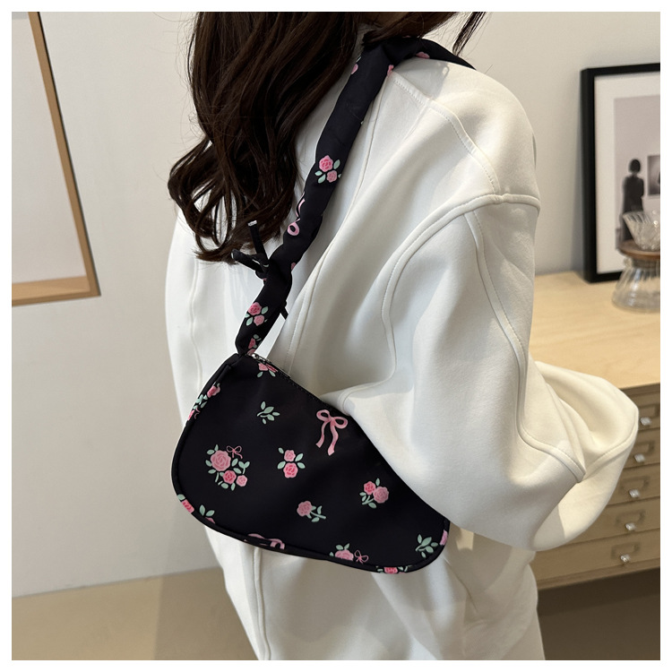 花柄ファッション 薔薇とリボン柄 ミニショルダーバッグ