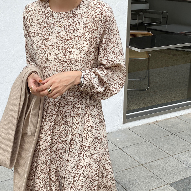 花柄ファッション 花模様シフォン優美ワンピース