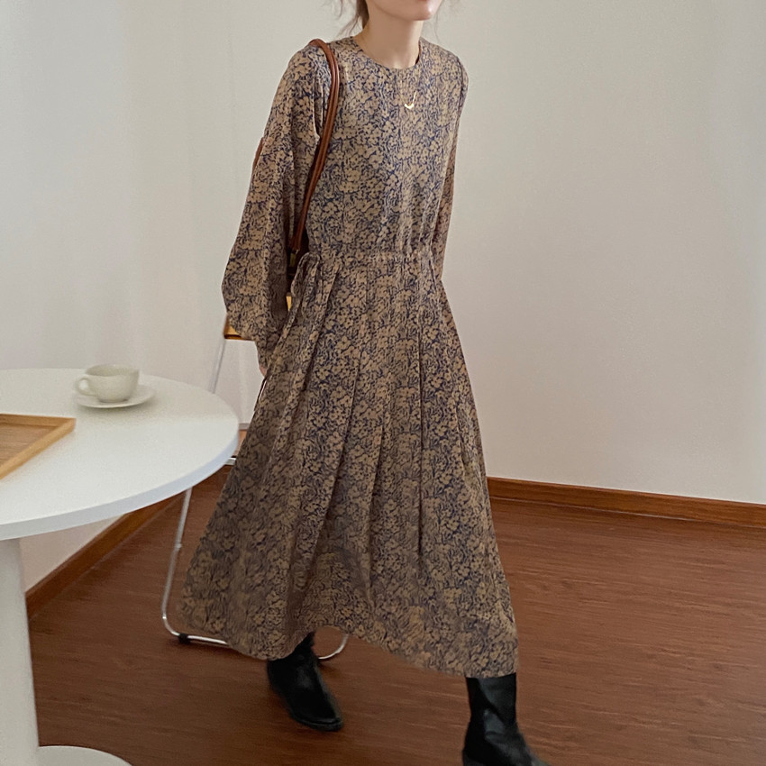 花柄ファッション 花模様シフォン優美ワンピース