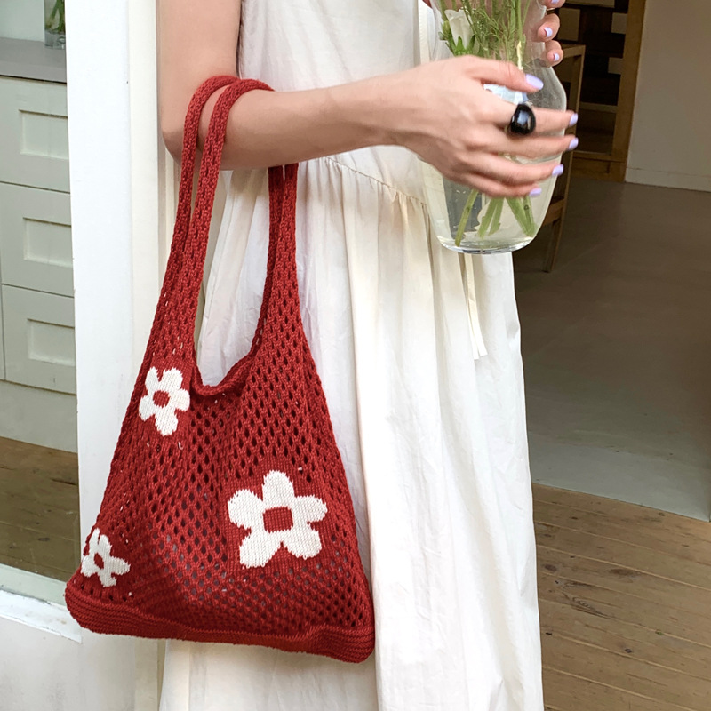 花柄ファッション メッシュ編み花柄トートバッグ
