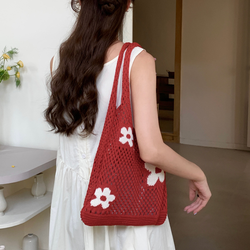 花柄ファッション メッシュ編み花柄トートバッグ