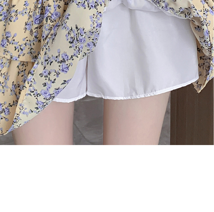 花柄ファッション 二段フリル花柄ミニスカート