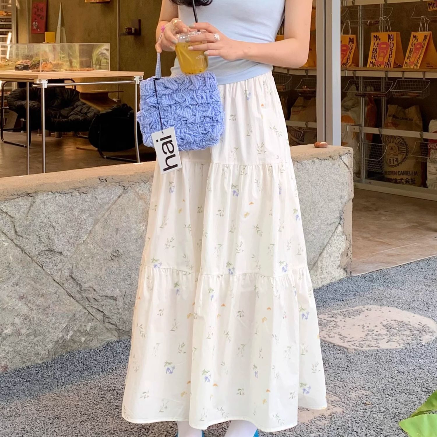 花柄ファッション 花柄ティアードロングスカート