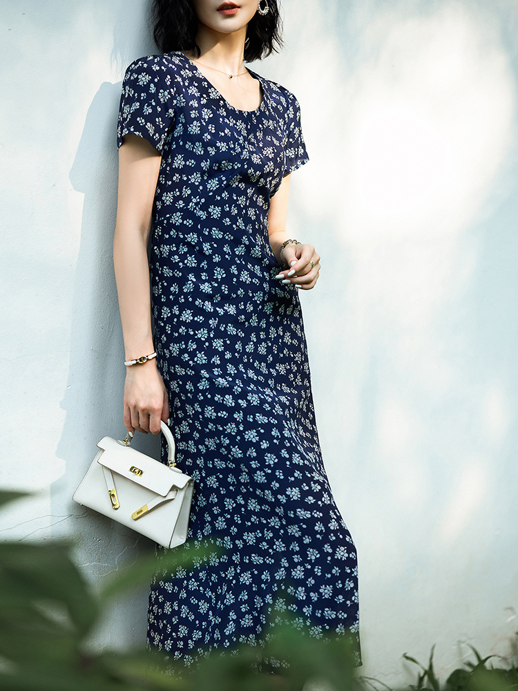 花柄ファッション 小花柄シフォンワンピース