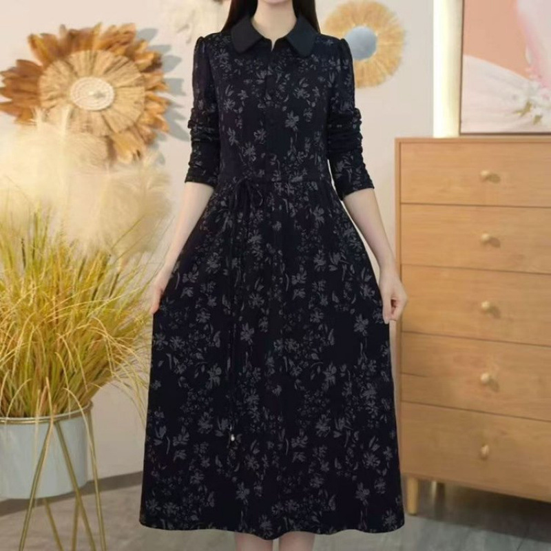 花柄ファッション 上品な花柄シャツワンピース