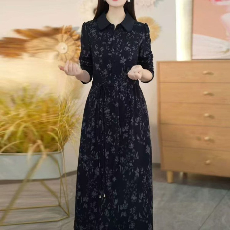 花柄ファッション 上品な花柄シャツワンピース