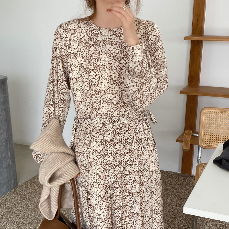 花柄ファッション 花模様シフォン優美ワンピース