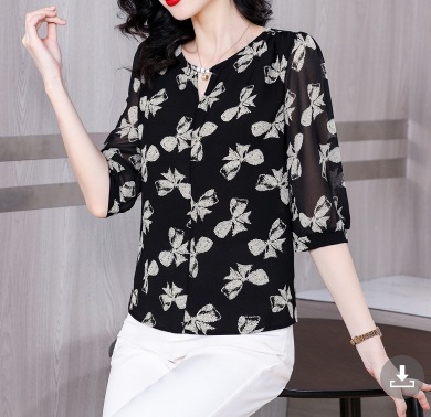 花柄ファッション 小花柄シアーブラウス