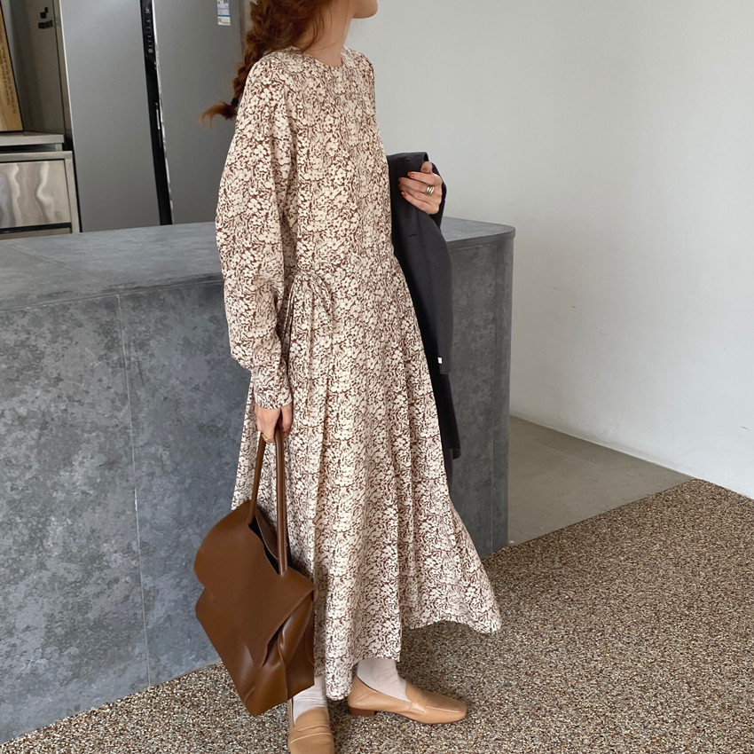 花柄ファッション 花模様シフォン優美ワンピース