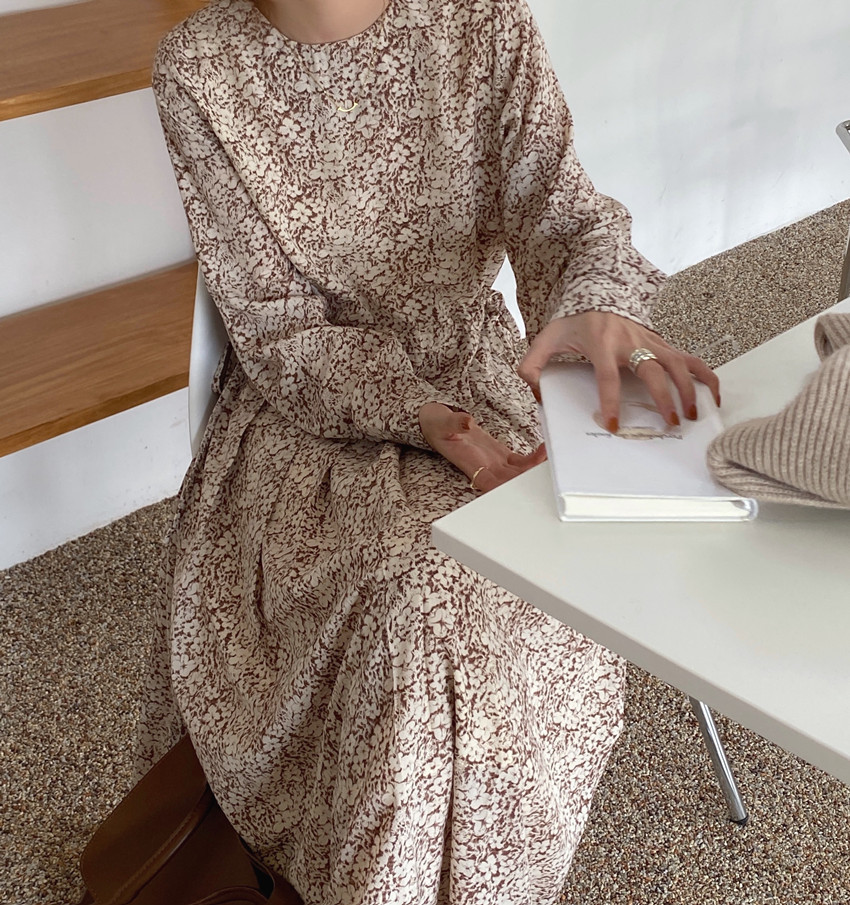 花柄ファッション 花模様シフォン優美ワンピース