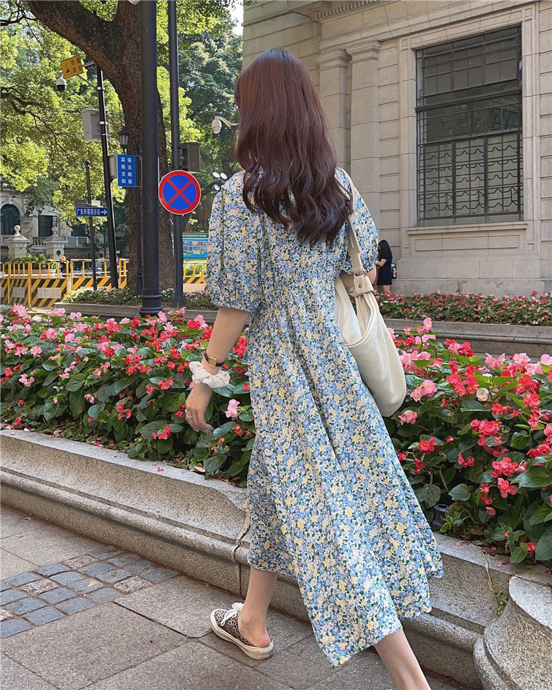 花柄ファッション 小花柄マキシワンピース