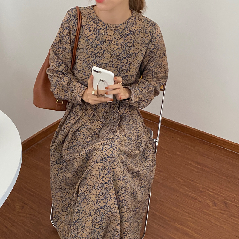 花柄ファッション 花模様シフォン優美ワンピース