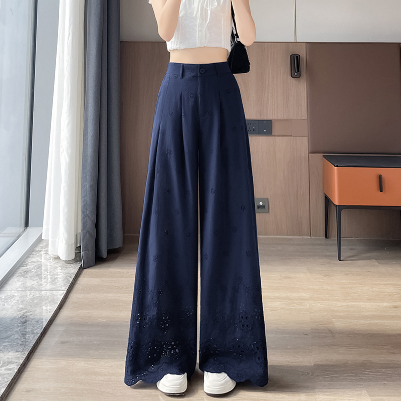 花柄ファッション 透かし花模様ワイドパンツ