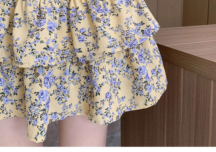 花柄ファッション 二段フリル花柄ミニスカート