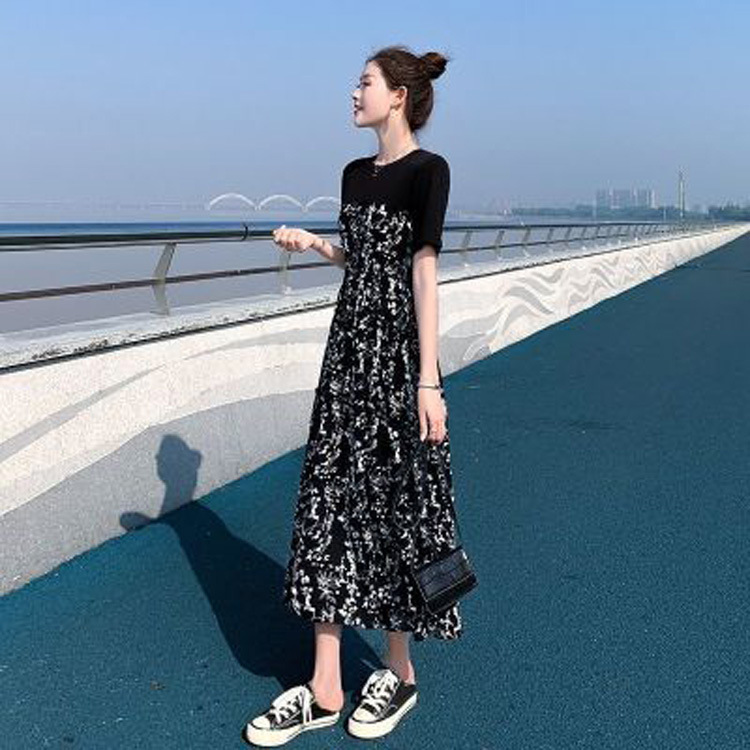 花柄ファッション 上品花柄ロングワンピース