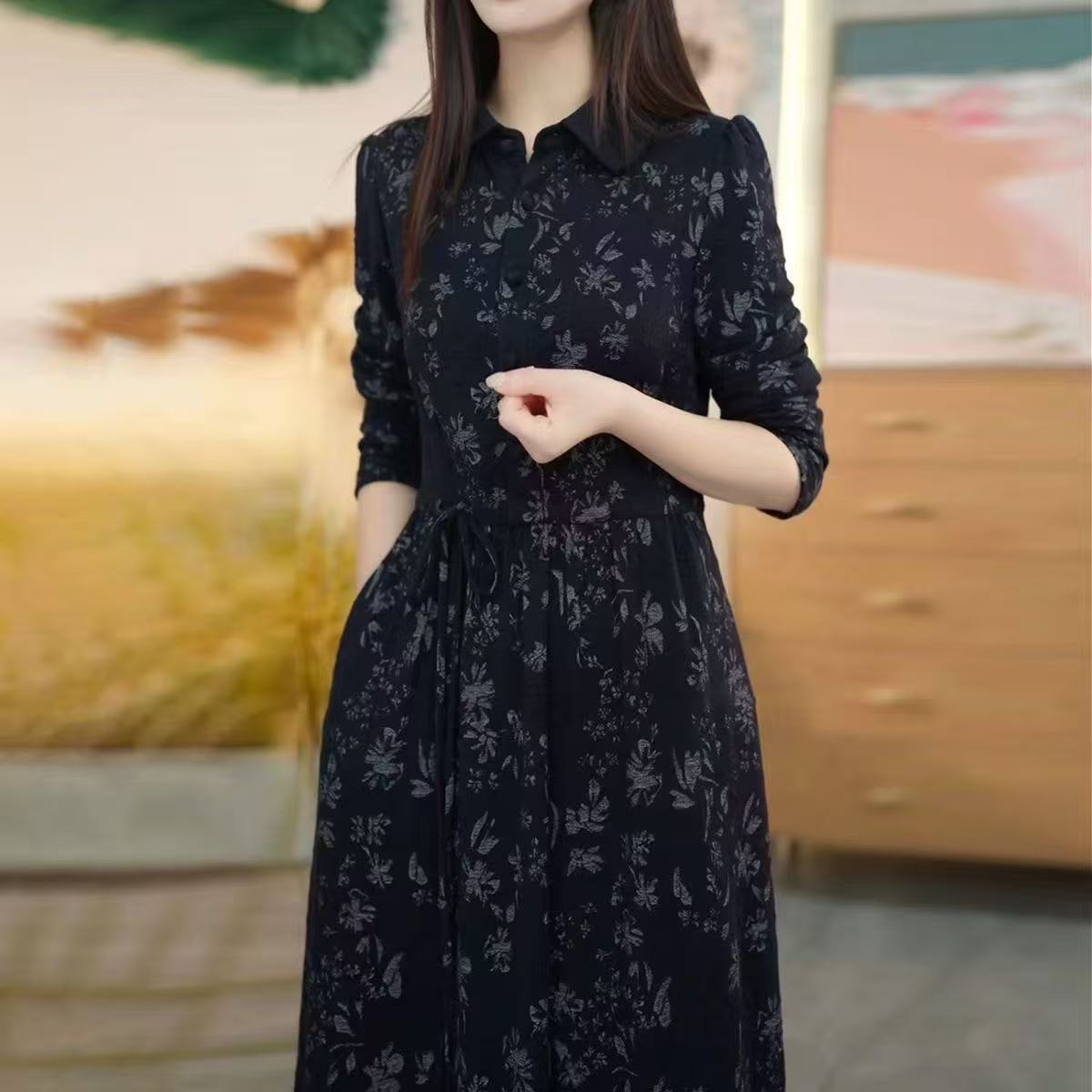 花柄ファッション 上品な花柄シャツワンピース