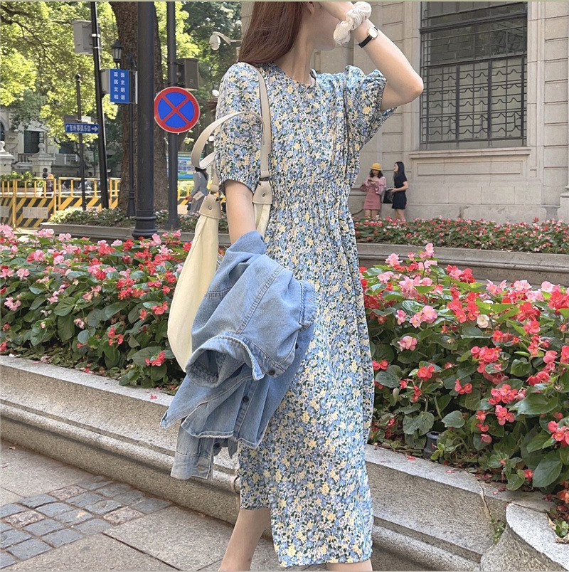 花柄ファッション 小花柄マキシワンピース