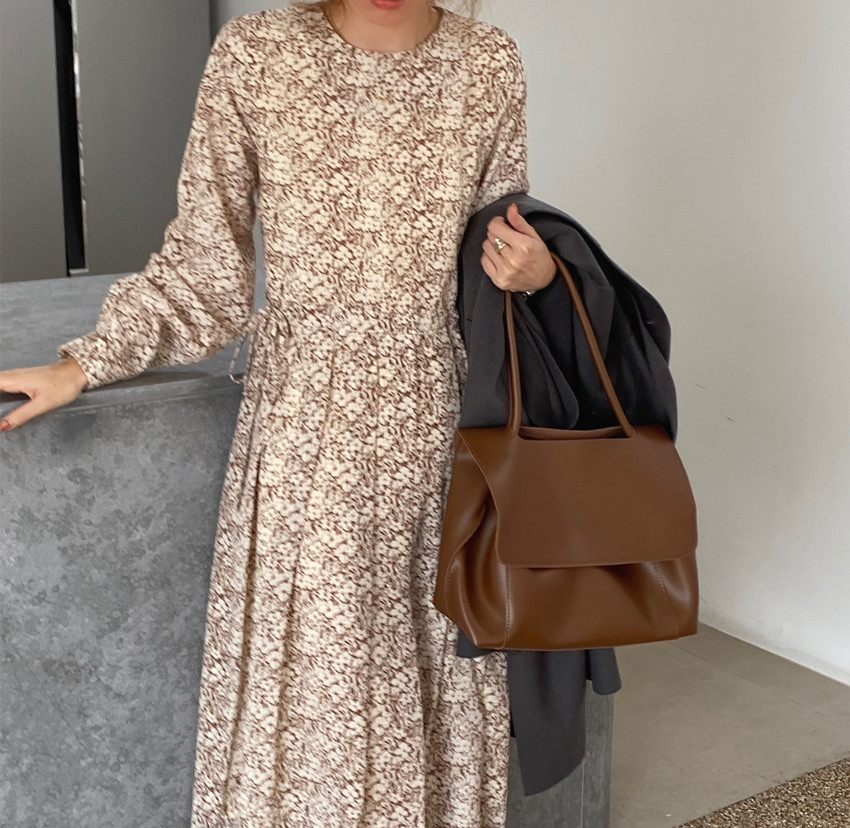 花柄ファッション 花模様シフォン優美ワンピース