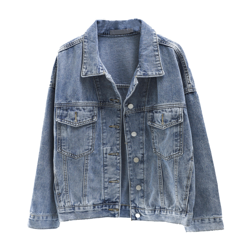 デニムファッション 重ね着風ゆったりデニムジャケット