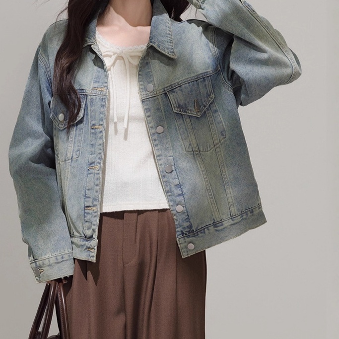 デニムファッション ゆったりシルエットデニム上着