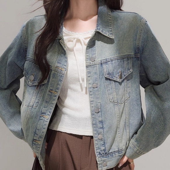 デニムファッション ゆったりシルエットデニム上着