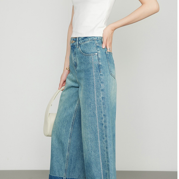 デニムファッション 裾切替え ワイドシルエット デニム
