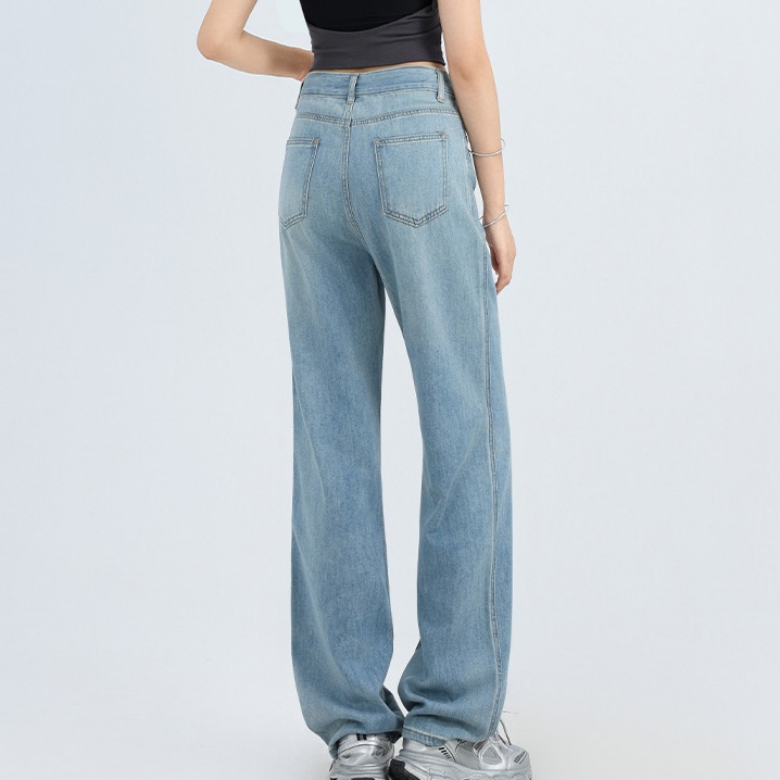 デニムファッション ゆったりハイウエストワイドデニム