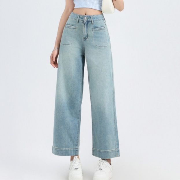 デニムファッション ゆったりワイドシルエットデニムパンツ