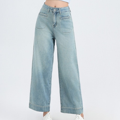 デニムファッション ゆったりワイドシルエットデニムパンツ
