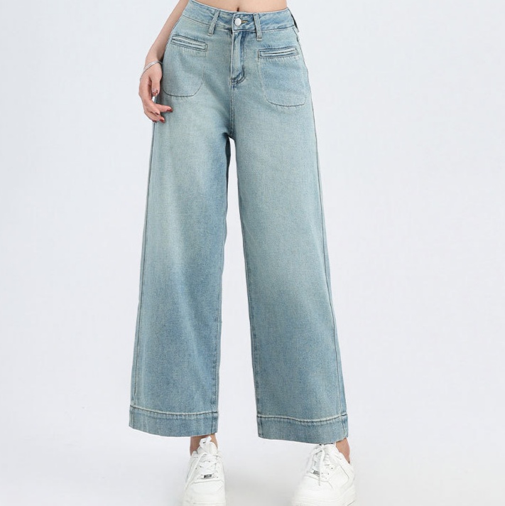 デニムファッション ゆったりワイドシルエットデニムパンツ