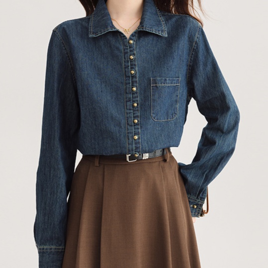 デニムファッション 上品シルエット デニムシャツ
