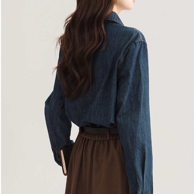 デニムファッション 上品シルエット デニムシャツ