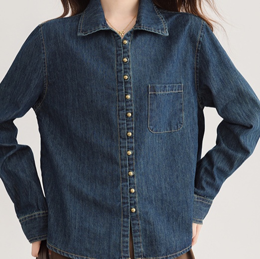 デニムファッション 上品シルエット デニムシャツ
