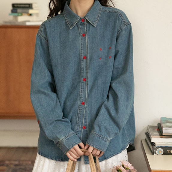 デニムファッション こなれ感たっぷり ゆったりデニムシャツ