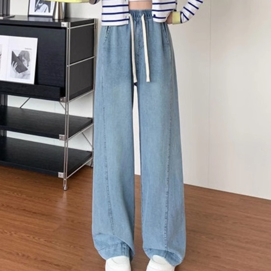 デニムファッション ゆったり快適ワイドデニムパンツ