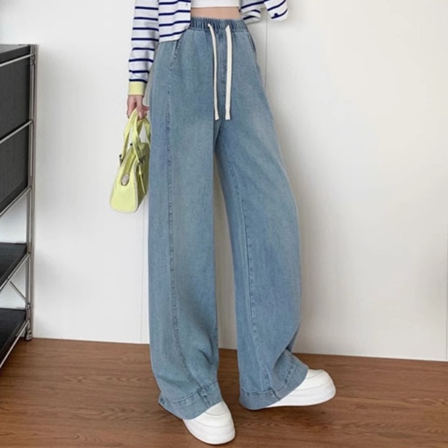 デニムファッション ゆったり快適ワイドデニムパンツ