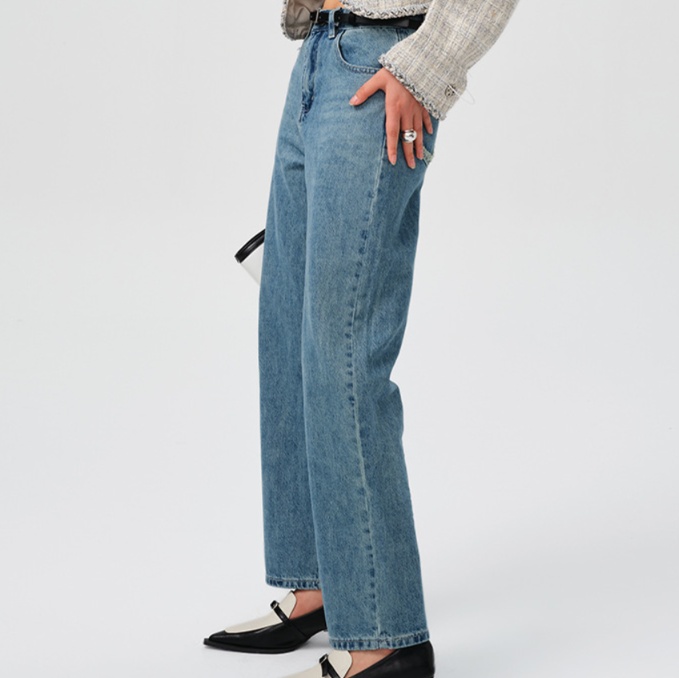 デニムファッション クラシックストレートデニムパンツ