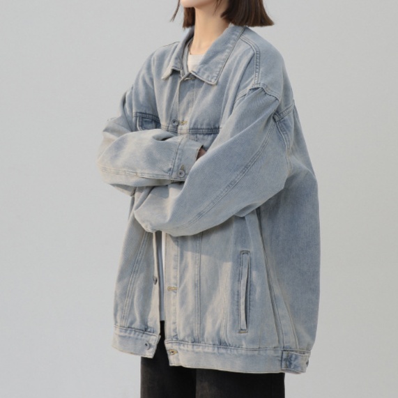 デニムファッション ゆったりシルエットデニム上着