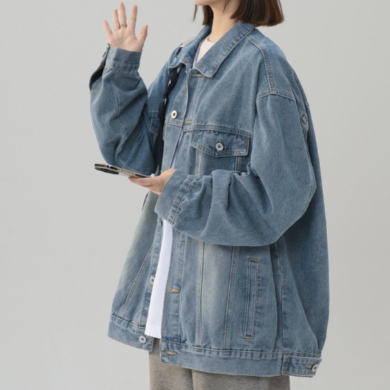 デニムファッション ゆったりシルエットデニム上着