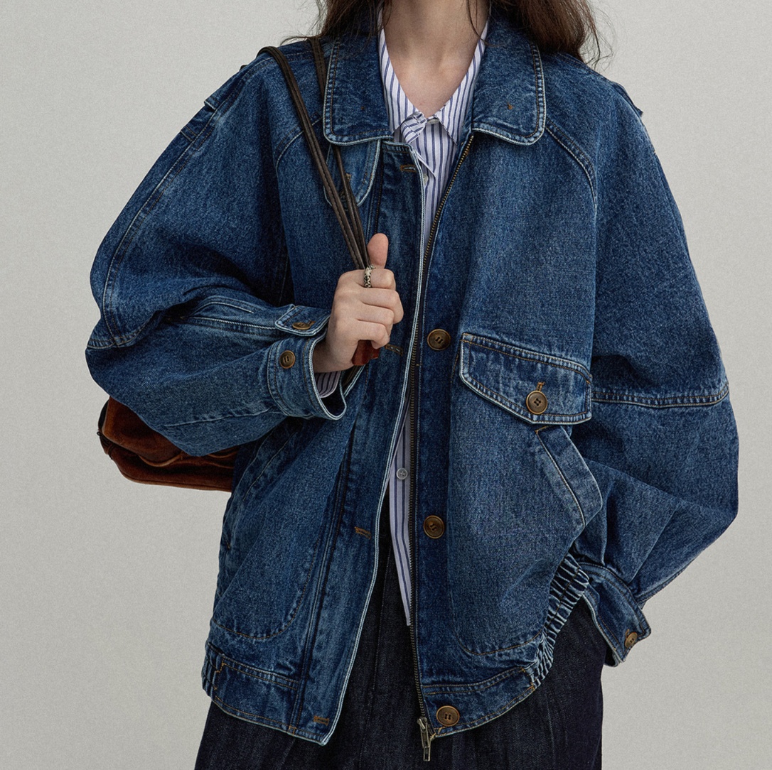 デニムファッション ゆったりシルエット デニム作業着風ジャケット