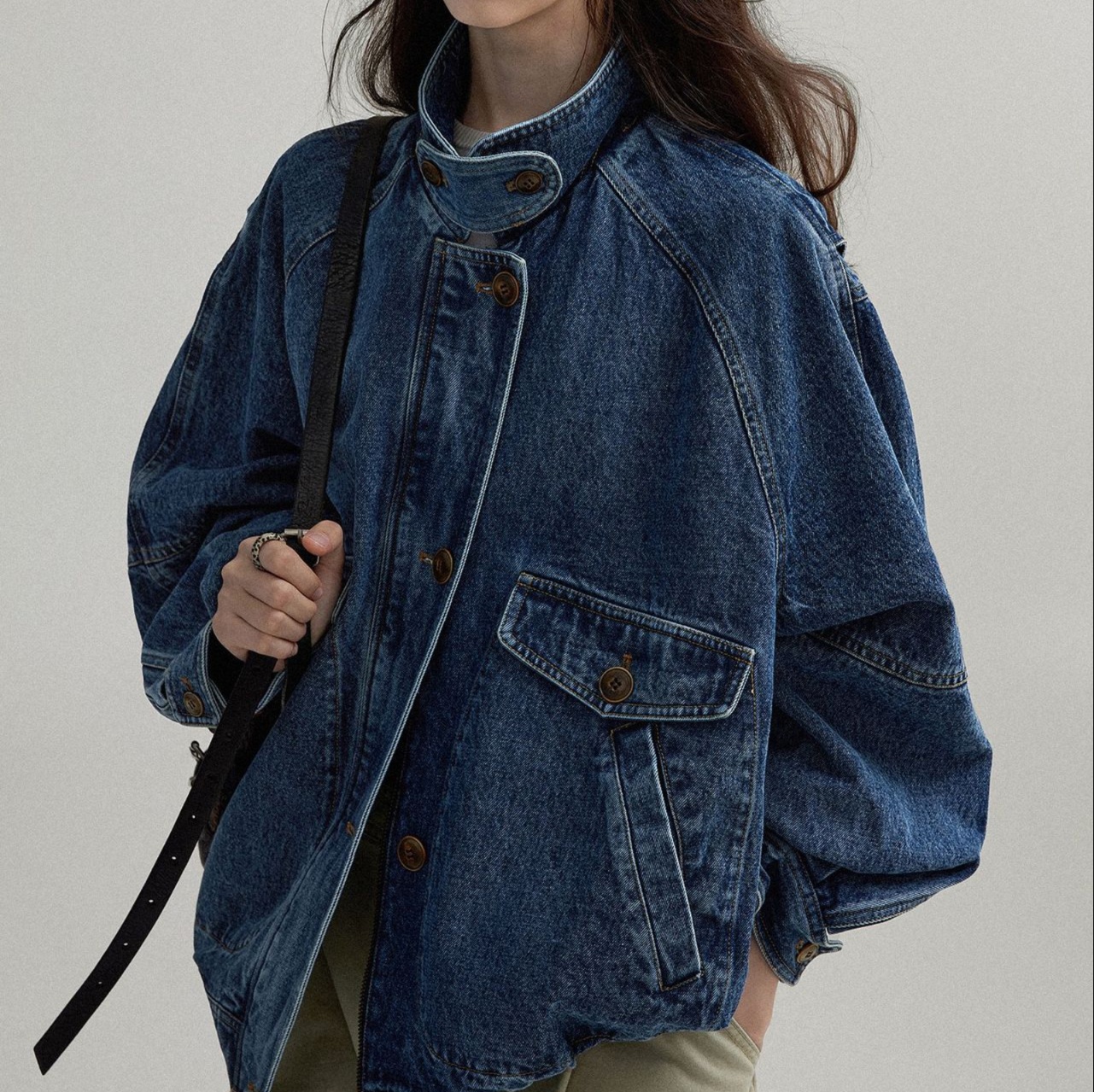 デニムファッション ゆったりシルエット デニム作業着風ジャケット