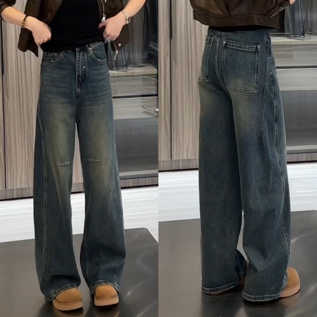 デニムファッション ゆったりワイドシルエットデニム